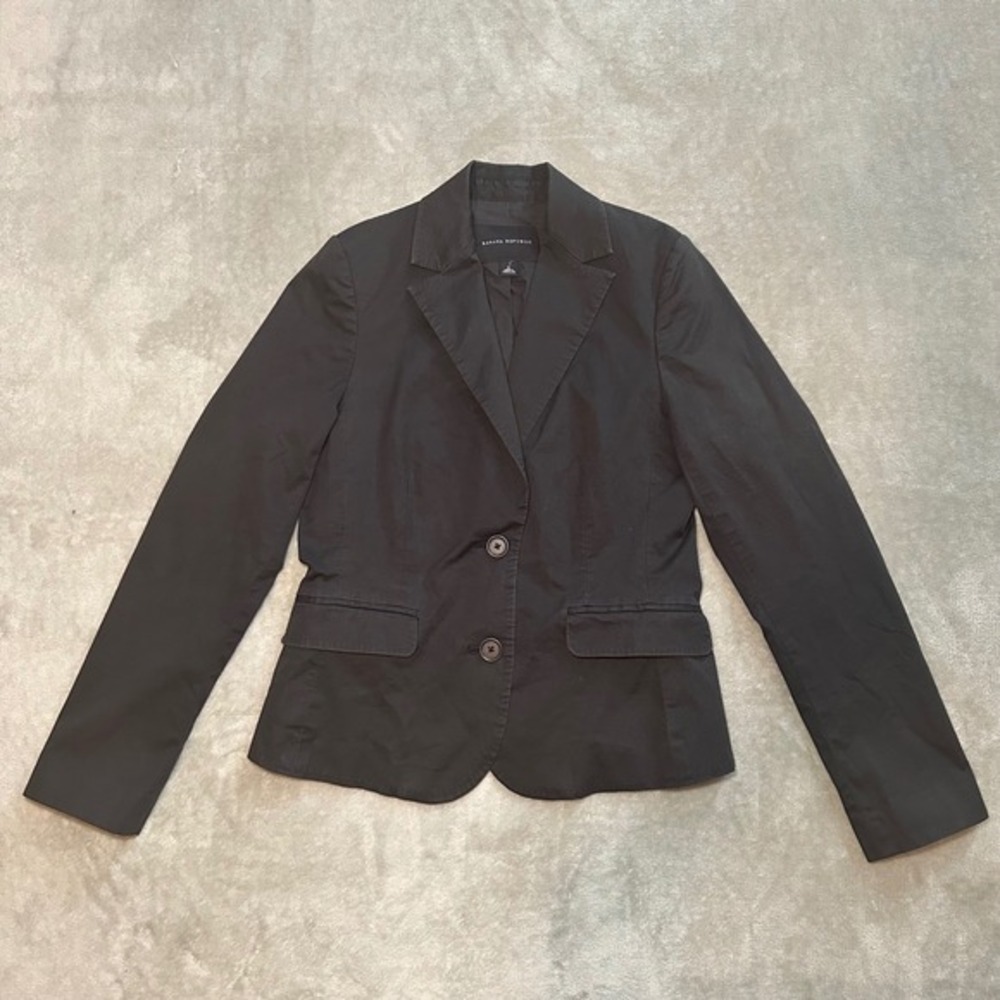 Y2K Banana Republic Blazer Womens 4 Gray Charcoal Career Office Suit Jacket Vtg - Picture 12 of 14